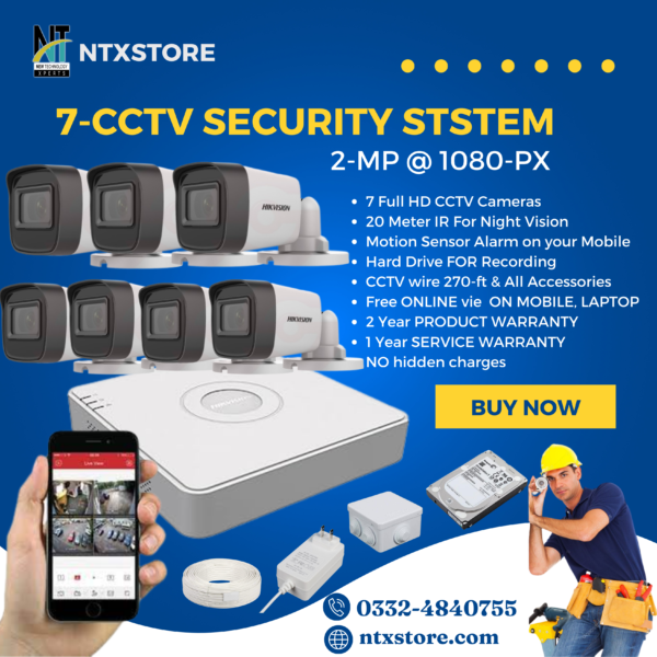 7 HIKVISION CCTV Camera Package Full HD 2-MP