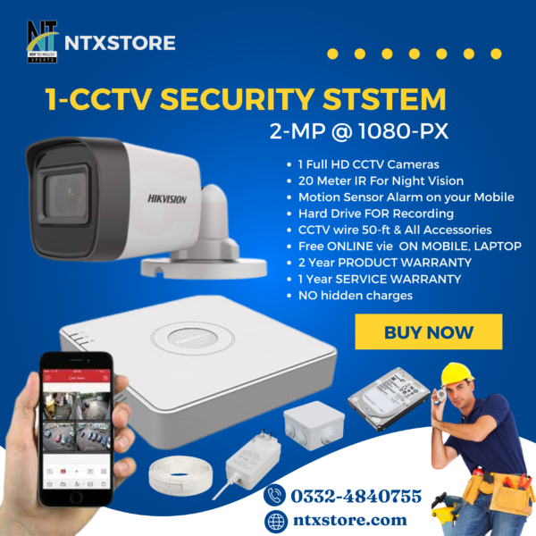 1 HIKVISION CCTV Camera Package Full HD 2-MP