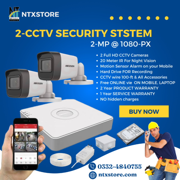 2 HIKVISION CCTV Camera Package Full HD 2-MP