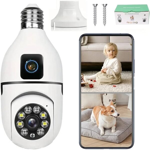💡🔒 WIFI Bulb Camera with Dual Lens & PT Control – 4MP HD